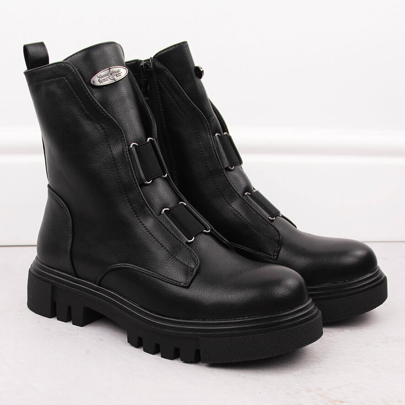 Women's Worker Boots on Platform Black Jezzi RMR2150-19 2