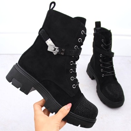 Women's insulated work boots on a platform, black, S.Barski HY42-281 1