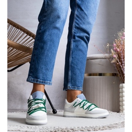 Gray sneakers with green laces from Aucoin white 1