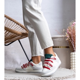 Gray sneakers with red laces from Aucoin white 1