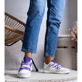 Aucoin gray sneakers with purple laces white 1