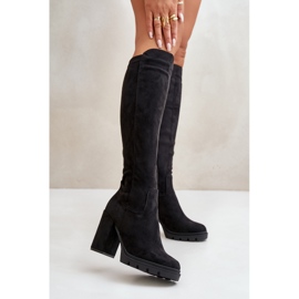 Insulated Women's Boots On A Heel Eco Suede Black Tirisha 2