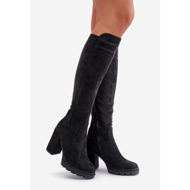 Insulated Women's Boots On A Heel Eco Suede Black Tirisha 1