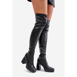 Over the Knee Boots with a Block Heel Black Liatheia 1