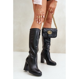 Boots On The Heel Eco Leather Above The Knee Black Riamaya 2