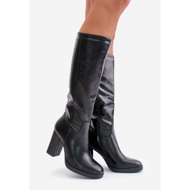 Boots On The Heel Eco Leather Above The Knee Black Riamaya 1
