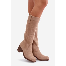 Women's Boots On A Heel Above The Knee Beige Erisorae 1