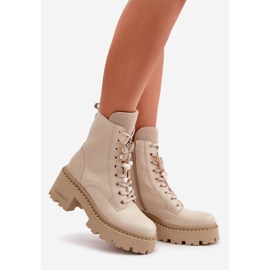 Leather Worker Ankle Boots for Women with Butterfly Beige CheBello 4590 1