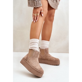 Women's Snow Boots On Platform With Elastic Inserts Dark Beige Rialine 2