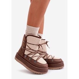 Women's Snow Boots On The Platform With Ties Brown Riaviana 1