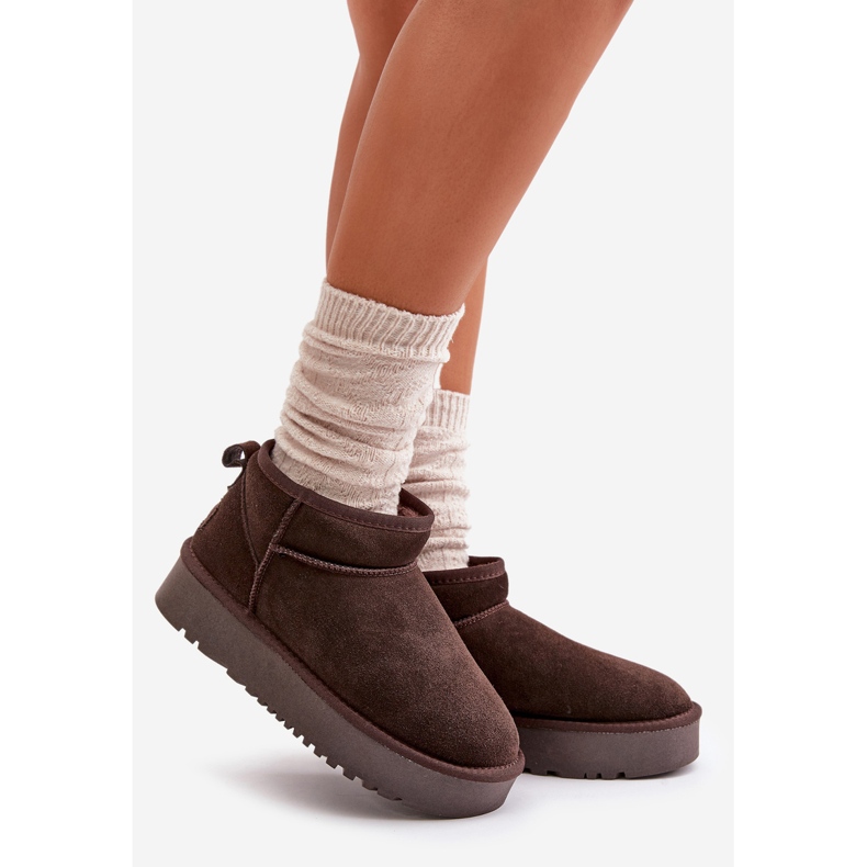 Women's Suede Platform Snow Boots Brown Nereviana 1