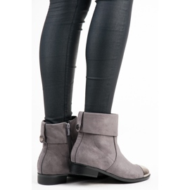 Ideal Shoes Suede ankle boots with a zipper grey 2