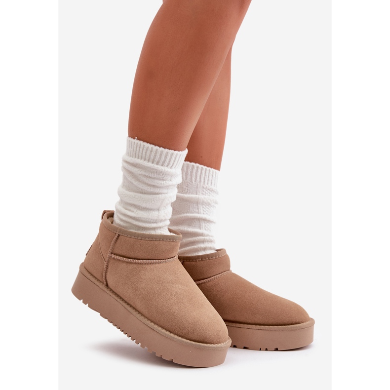 Women's Suede Snow Boots On The Platform Beige Nereviana 1