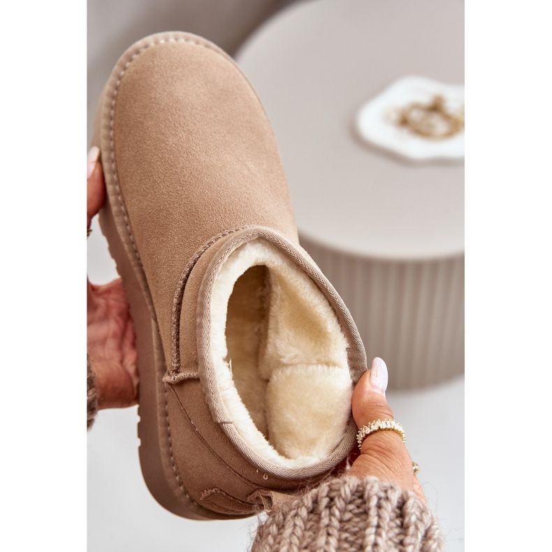 Women's Suede Snow Boots On The Platform Beige Nereviana 2