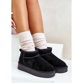 Women's Suede Platform Snow Boots Black Nereviana 2