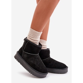 Women's Suede Ankle Platform Snow Boots Black Rianaella 1