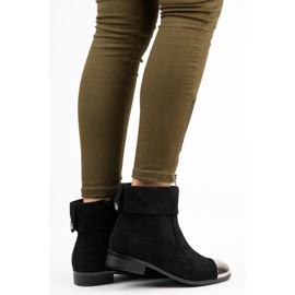 Ideal Shoes Suede ankle boots with a zipper black 2