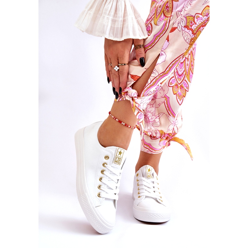 News Women's Classic Sneakers White and Gold Ecoma 1