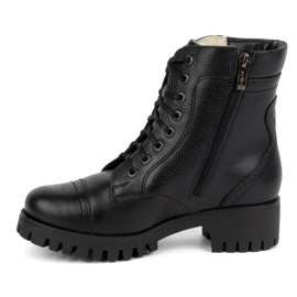 Olivier Women's leather ankle boots, insulated boots, 272BB, black grain 1