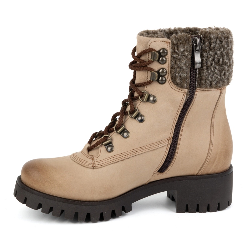 Olivier Women's leather ankle boots, winter insulated boots, 330BB, beige 1