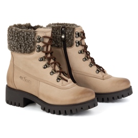 Olivier Women's leather ankle boots, winter insulated boots, 330BB, beige 3