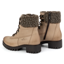 Olivier Women's leather ankle boots, winter insulated boots, 330BB, beige 4