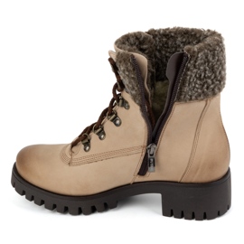 Olivier Women's leather ankle boots, winter insulated boots, 330BB, beige 6
