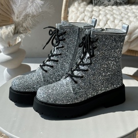 Insulated Worker Ankle Boots for Women Decorated with Sequins Silver Liatheine 2