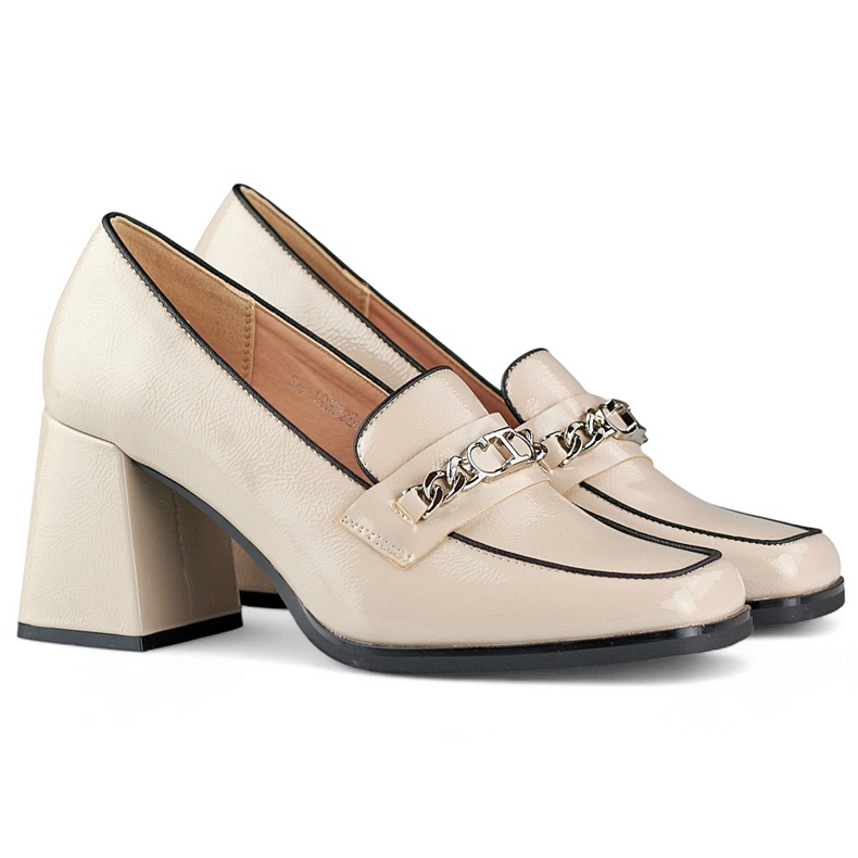 Beige elegant patent leather high-heeled shoes 1 Beige elegant patent leather high-heeled shoes 1