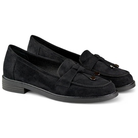 Black suede flat shoes 1