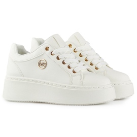 White women's sneakers with a thick sole 1