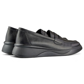 Leather classic black women's shoes on a comfortable platform 1