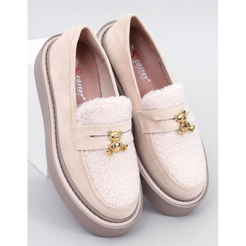 Anisha Beige Sheepskin Platform Loafers 1