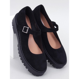 Holmess Black Strappy Platform Ballet Flats 1