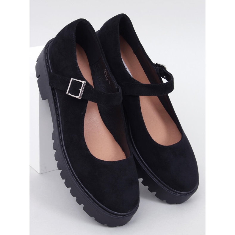 Holmess Black Strappy Platform Ballet Flats 1