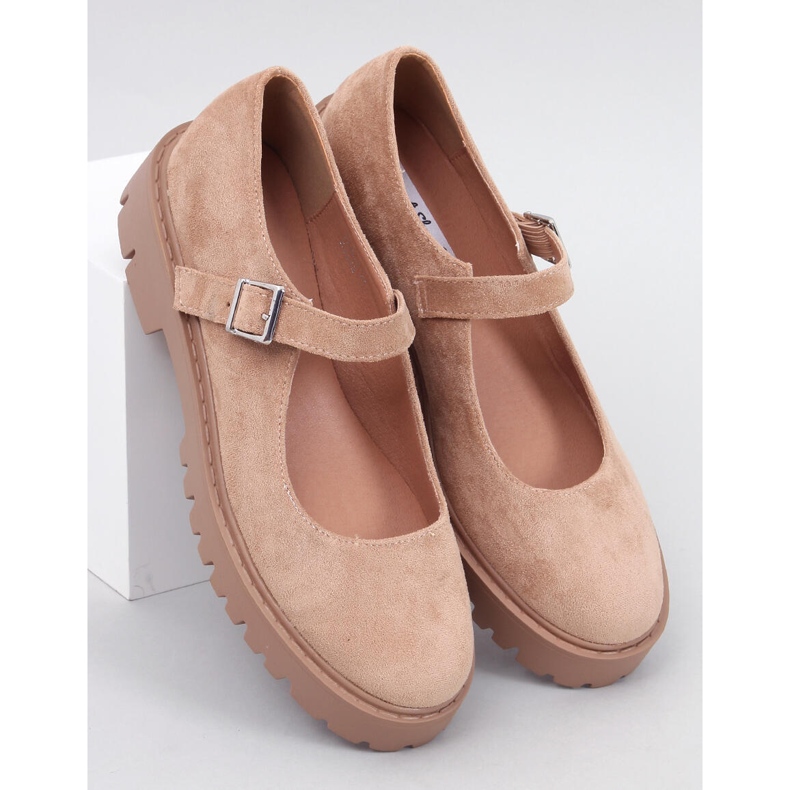 Holmess Khaki Strappy Platform Ballet Flats beige 1