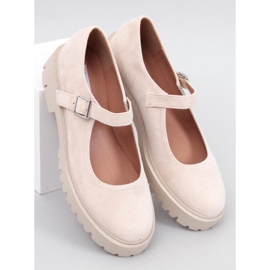 Holmess Beige Strappy Platform Ballerinas 1