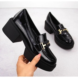 Women's patent leather loafers with heels, black, Vinceza 58313 1 Women's patent leather loafers with heels, black, Vinceza 58313 1