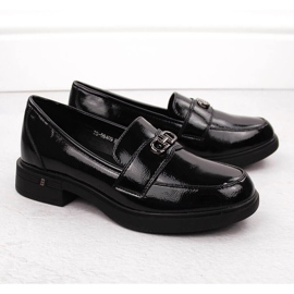 Women's patent leather loafers black Vinceza 58409 2