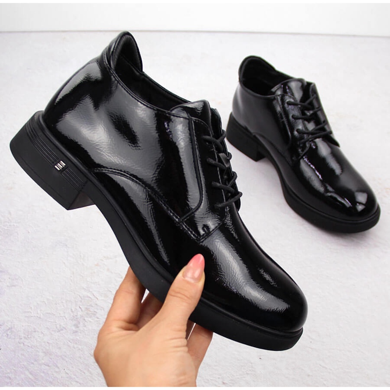 Women's patent leather ankle boots black Vinceza 58413 1 Women's patent leather ankle boots black Vinceza 58413 1