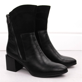 Women's ankle boots with heels, insulated, black, Jezzi ASA217-9 2