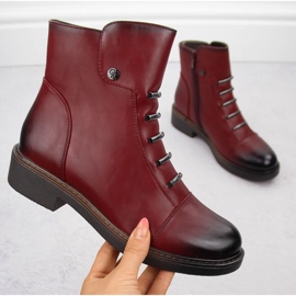Women's insulated ankle boots red Jezzi ASA252-5 1
