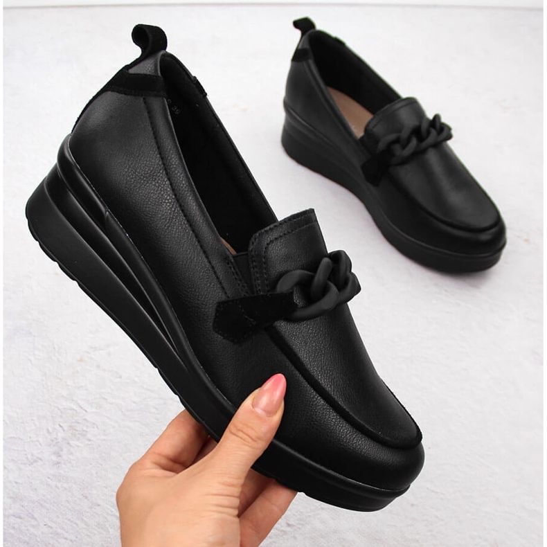 Women's leather half-boots with chain black Sergio Leone PB231-S 1