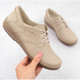 Leather women's half-shoes comfortable beige Helios 715 1 Leather women's half-shoes comfortable beige Helios 715 1