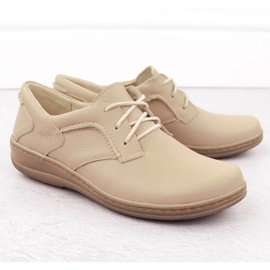 Leather women's half-shoes comfortable beige Helios 715 2