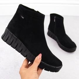 Women's leather ankle boots suede black Helios 506P 1