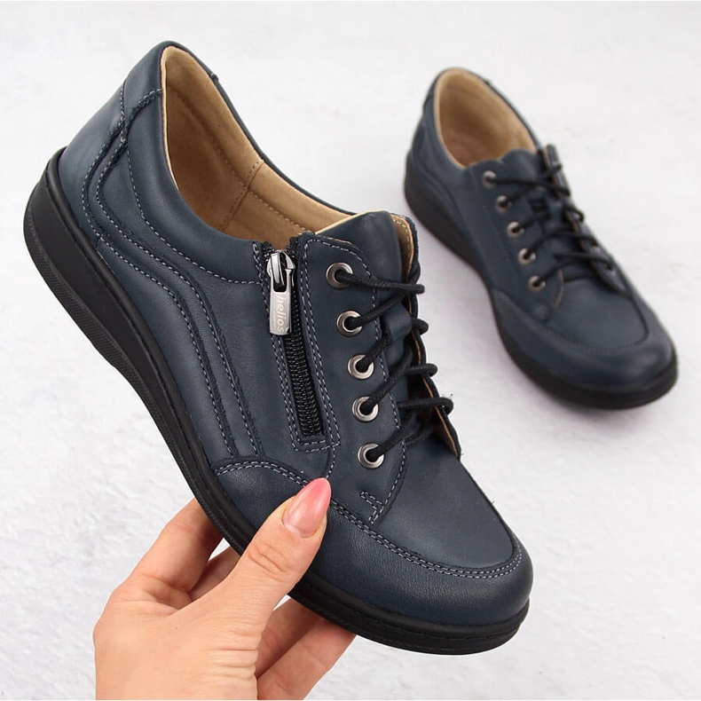 Leather women's half-boots comfortable navy blue Helios 411 1