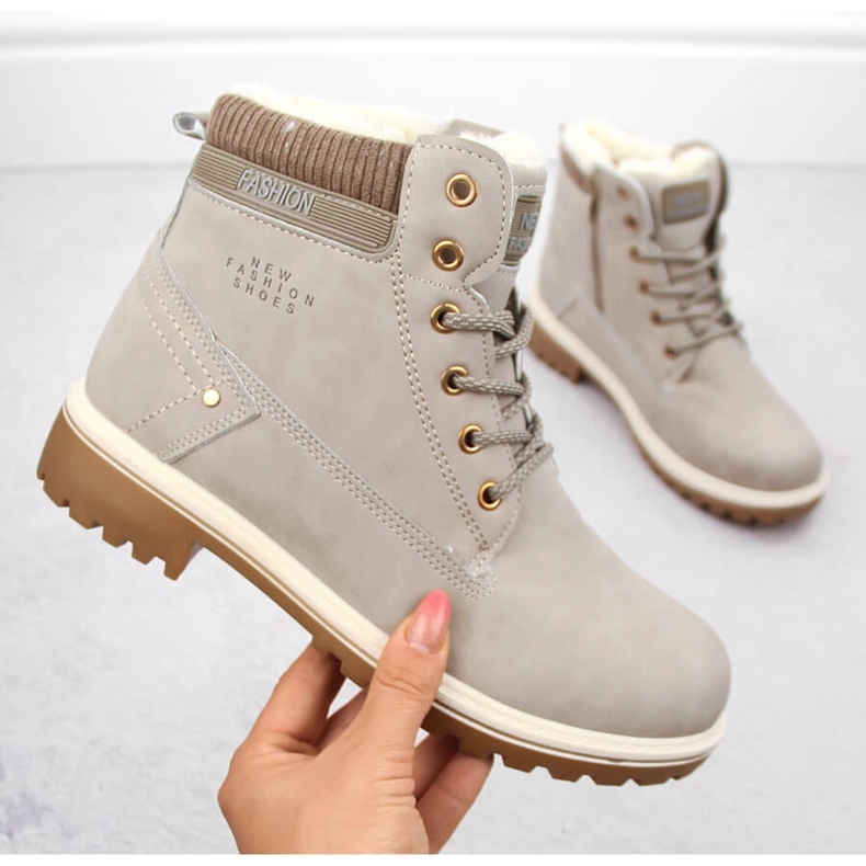 Women's Trapper Boots Beige Potocki 97301 1