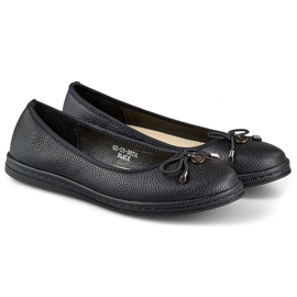 Black women's ballerinas with leather insole comfortable women's half-shoes 1