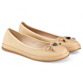 Beige women's ballerinas with leather insole comfortable women's half-shoes 1 Beige women's ballerinas with leather insole comfortable women's half-shoes 1